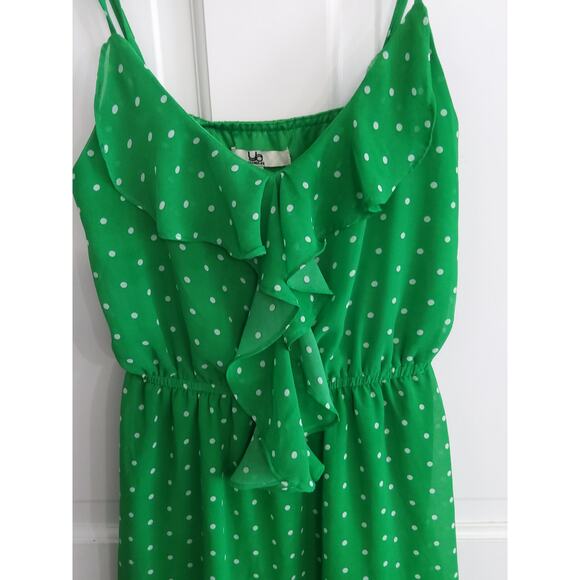 $Women's Green Coquette Cami Midi Dress Polka Dot Romantic ruffle Size M - Picture 2 of 7